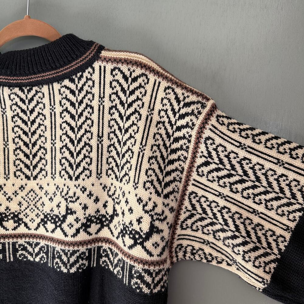 Vintage CHRISTIANIA Large Norwegian Sweater Quarter Zip Blue Wool Scandinavian - Picture 7 of 12